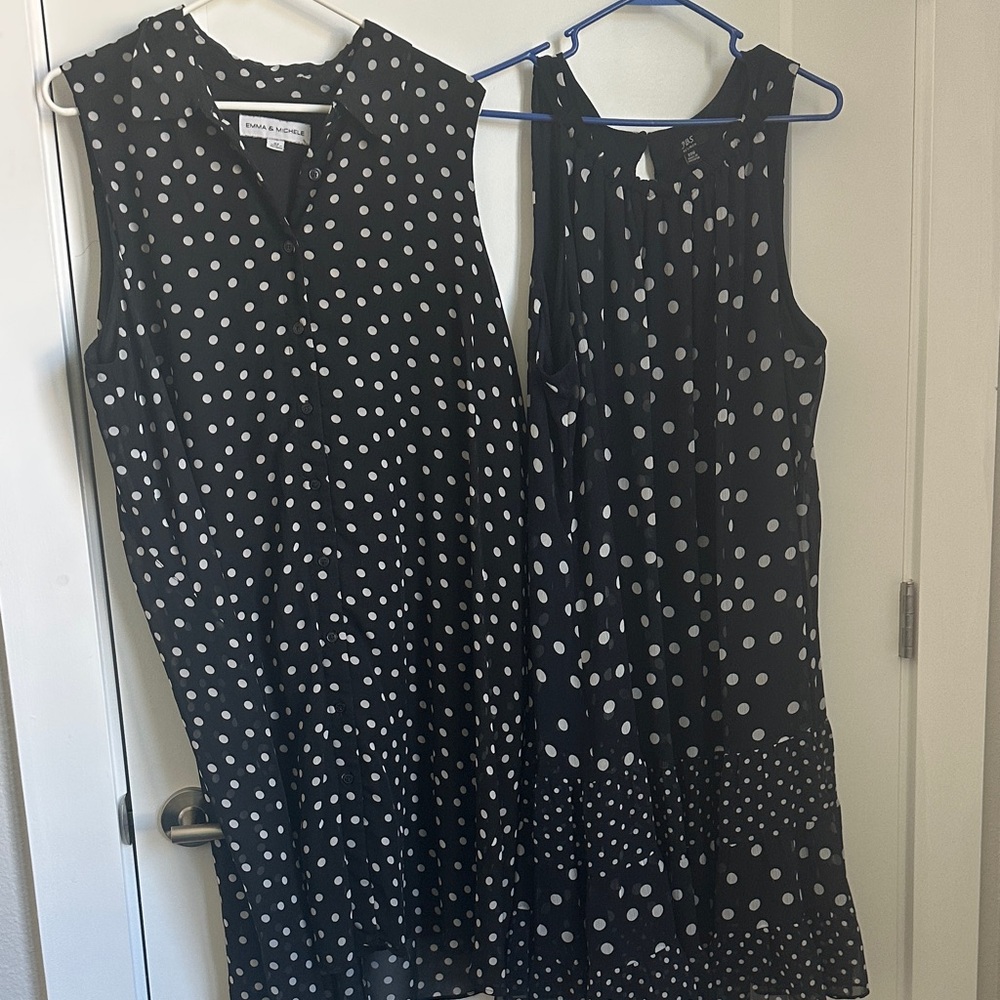 J.B.S. Black Dress with White Polka Dots